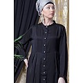 Designer front open Satin abaya- Black